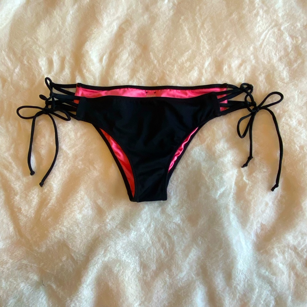 PINK by VS 🖤. Black Side-Tie bottoms